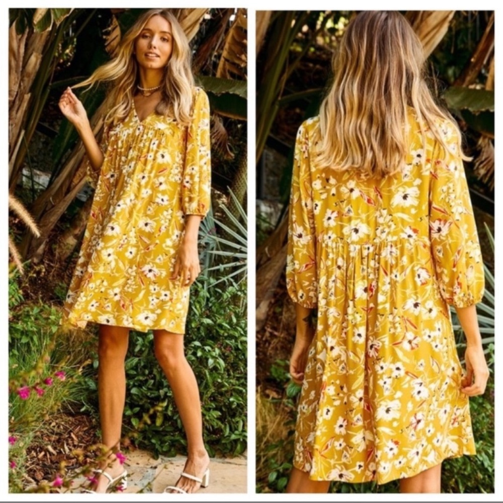 New Comfy Lightweight Boho Floral Tunic Dress - Picture 3 of 6